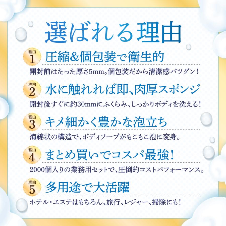 ボディスポンジ 使い捨て 50枚 個包装 海綿 圧縮スポンジ ビジネス