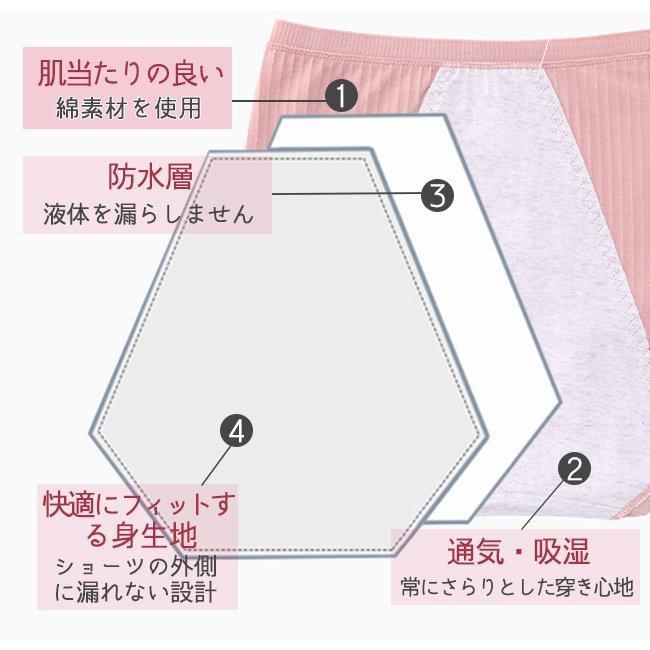 サニタリーショーツ羽根つきナプキン対応ストレッチハイウエスト温活綿混生理用シンプルレースレディース生理用ショーツコットン混｜numaqlo｜06