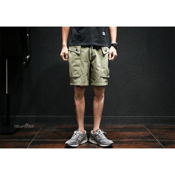 ショートパンツ カーゴパンツ メンズ ハーフパンツ 膝上 黒 春