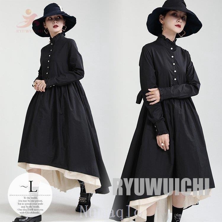 ワンピースレディースロング丈モノトーンシャツワンピ重ね着風個性的ナチュラルおしゃれブラックお出かけファッションお出かけナチュラル Www Erinmackeyauthor Com