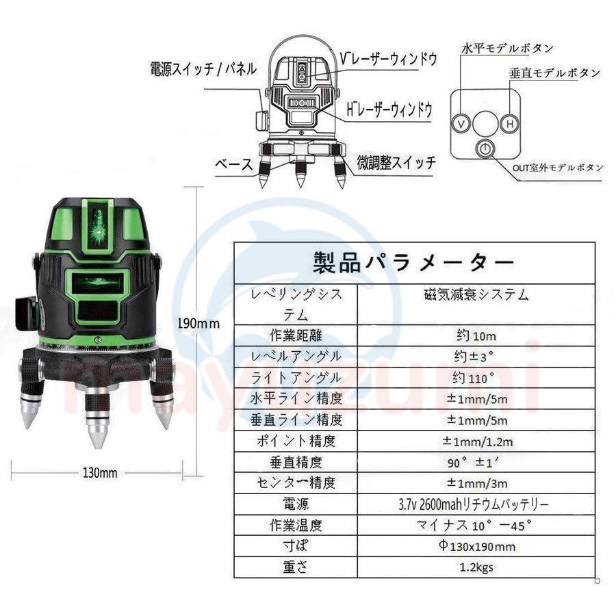 アウトレットなぜ激安 墨出し器 バッテリー2個付き 水平器 グリーンレーザー 5ライン 6点フルライン 大矩ライン 光学測定器 防水 建築基礎 レーザー墨出し器 高精度 1年保証