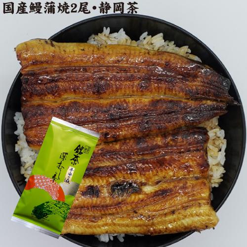 蒲焼・お茶　しずおかセット　蒲焼2尾・深蒸し茶１００ｇ　送料無料　静岡茶　冷蔵クール便　国産うなぎ | 
