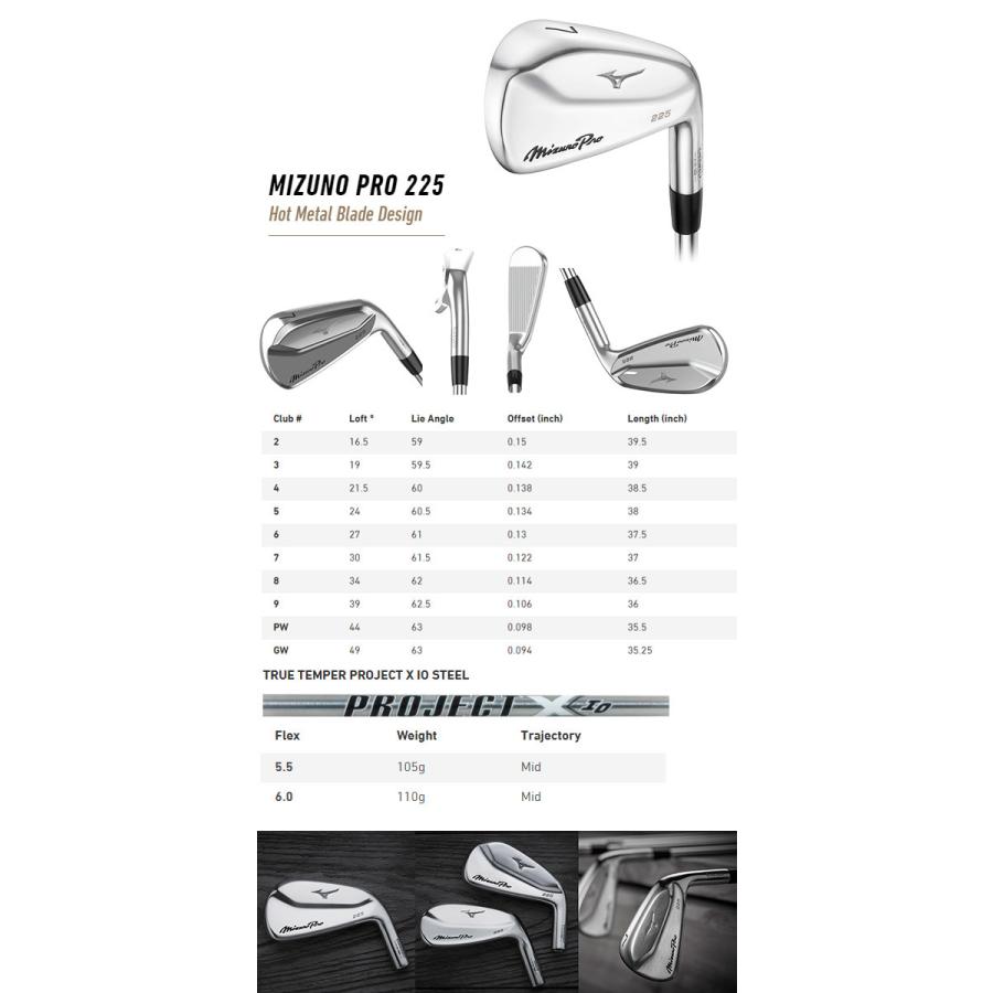 ミズノ 2022 MIZUNO PRO 225 アイアン #5-PW 6本セット US仕様 PROJECT X IO スチールシャフト [ミズノ プロ  225 ホットメタル]