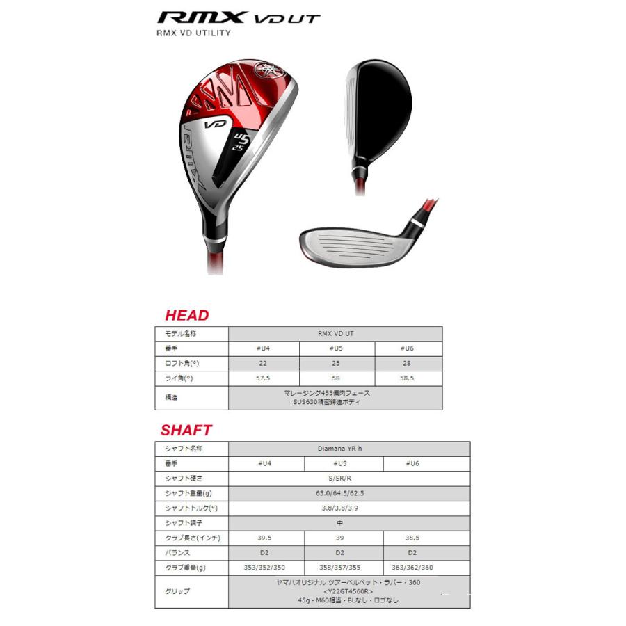ヤマハ 2022　ヤマハ 2022 RMX VD ユーティリティ 日本仕様 　Diamana YR h　カーボンシャフト｜number7｜02