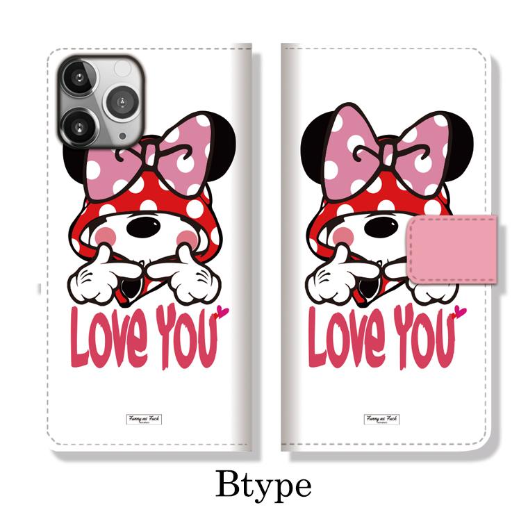 全機種対応 手帳型 iPhone16 ケース iPhone Galaxy Xperia AQUOSPHONE LOVE YOU Mouse 女の子 GIRL ネズミッキー パロディ デザイン 可愛い |  | 03
