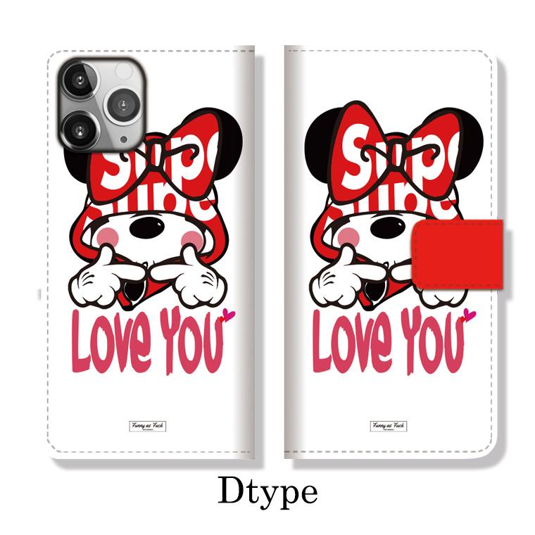 全機種対応 手帳型 iPhone16 ケース iPhone Galaxy Xperia AQUOSPHONE LOVE YOU Mouse 女の子 GIRL ネズミッキー パロディ デザイン 可愛い |  | 05