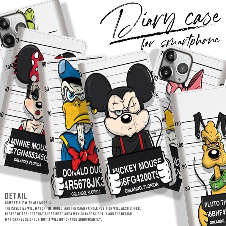 全機種対応 手帳型 iPhone16 ケース iPhone Galaxy Xperia AQUOSPHONE 囚人 逮捕 おもしろ 悪人 極悪 カップル マウス おしゃれ デザイン カード収納 耐衝撃 | 