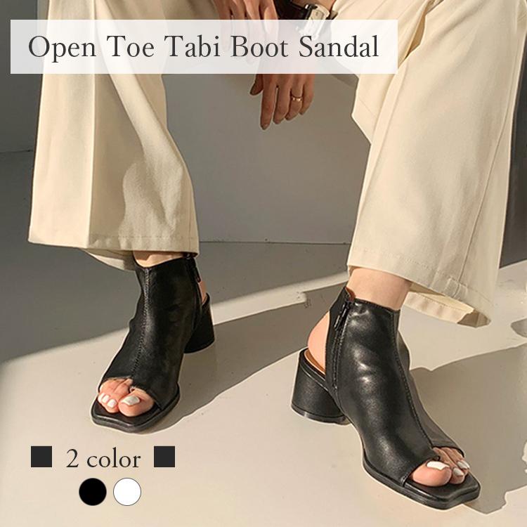 サンダル ブーツサンダル レディース タビ 足袋 オープントゥ ヒール 黒 ブラック 白 ホワイト 5211 韓国 ファッション Fh Xx 5211sd Nuna ヤフー店 通販 Yahoo ショッピング