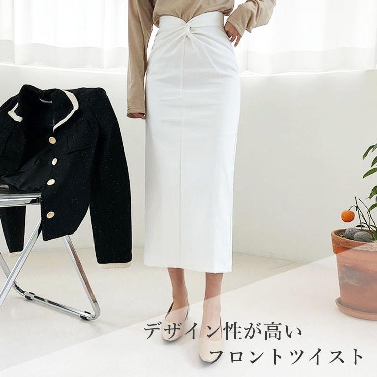 韓国 ファッション スカート タイト ロング ツイスト ねじれ 無地 綿 コットン フリー Free 白 ホワイト 黒 ブラック レディース Fs Xx Wvtwsk Nuna ヤフー店 通販 Yahoo ショッピング
