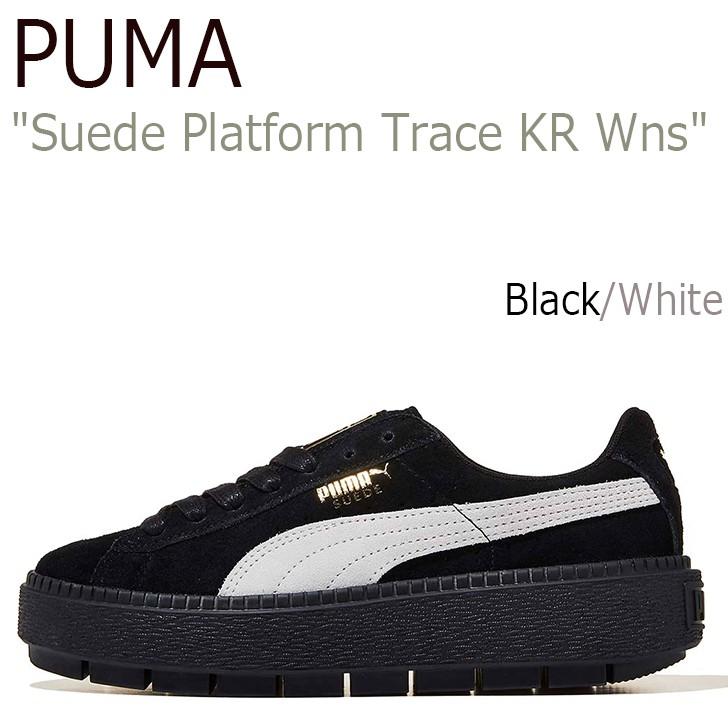 puma suede platform black and white