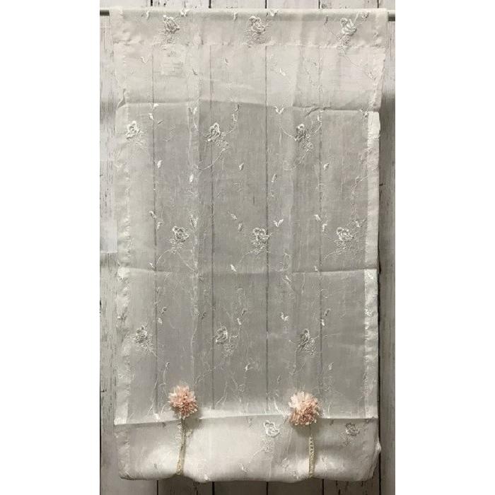 cloth shop 布や カフェカーテン レース スナップボタン付き フワラー