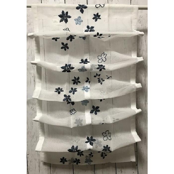 cloth shop 布や カフェカーテン レース スナップボタン付き フワラー