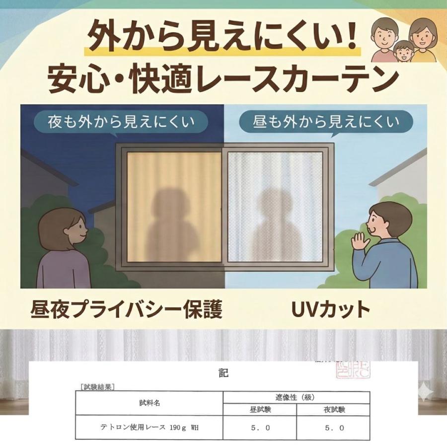 cloth shop 布や レースカーテン オーダー 遮像 遮熱 ミラー 2枚組 幅