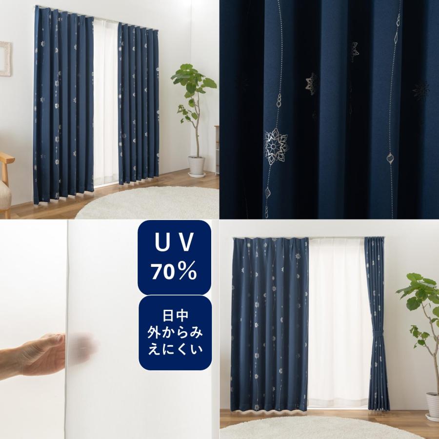 ユニベール（UNIVERS） カーテン 4枚組 遮光 1級 ミラーレース 幅