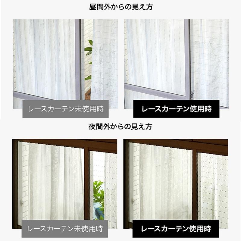 cloth shop 布や レースカーテン 2枚組 UVカット リーフ フラワー