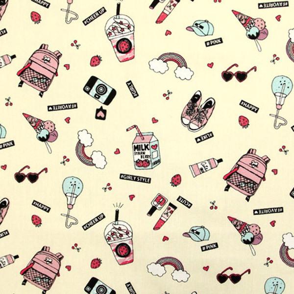 Girlystyle シーチング生地 ハンドメイド 雑貨 インテリア 可愛い 入学 学校 コスメ 可愛い 50cm単位 013 14 St2907 4 生地通販 布1000ネット ヤフー店 通販 Yahoo ショッピング