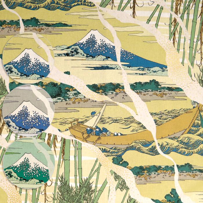 生地 布地 布 無料レシピ有 竹林富士 WAGARA浮世絵風 シーチング