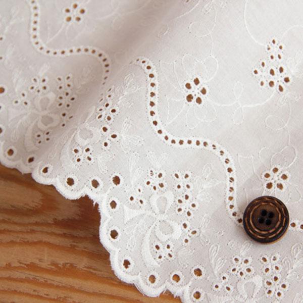 会員5 引 ボーダーレース生地 刺繍 リボン おしゃれ チュニック カーテン ワンピース インテリア 50cm単位 026 生地通販 布1000ネット ヤフー店 通販 Yahoo ショッピング