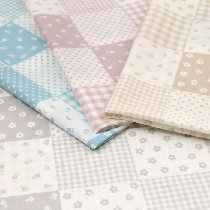 生地 布 花のパッチワーク顔料染 TCブロード生地 花柄 フラワー FLOWER