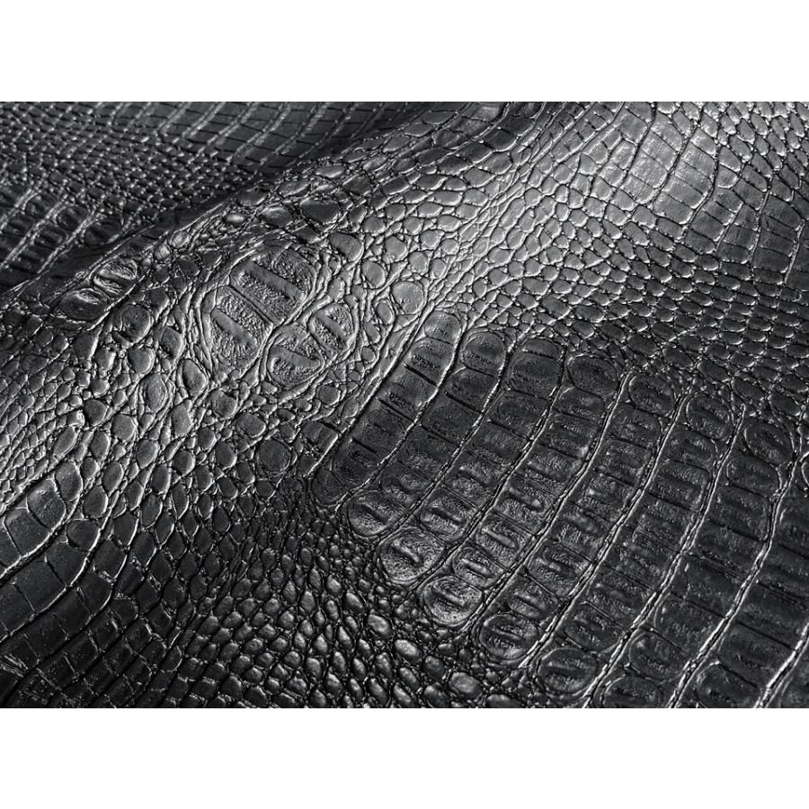 ワニ革 合皮レザー生地【リッチクロコダイル 黒】 [CROCO-RC-1