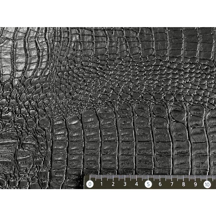 ワニ革 合皮レザー生地【リッチクロコダイル 黒】 [CROCO-RC-1