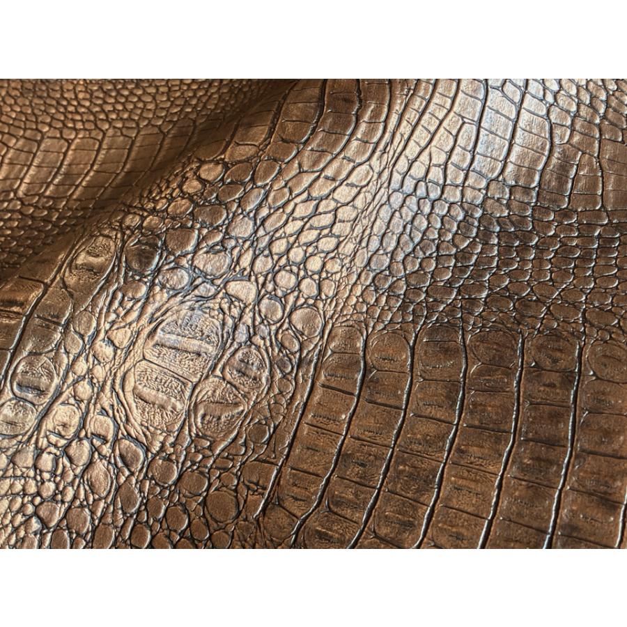 ワニ革 合皮レザー生地【リッチクロコダイル ブロンズ】 [CROCO