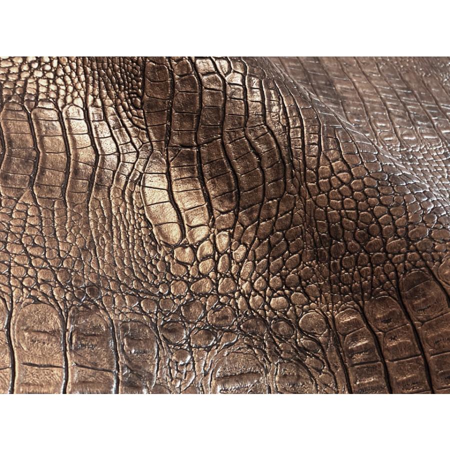 ワニ革 合皮レザー生地【リッチクロコダイル ブロンズ】 [CROCO