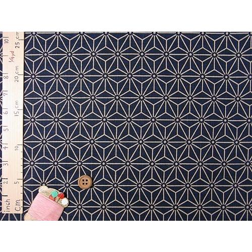 和柄コットン生地・濃紺地 麻の葉 10cm単位 切り売り |  | 02