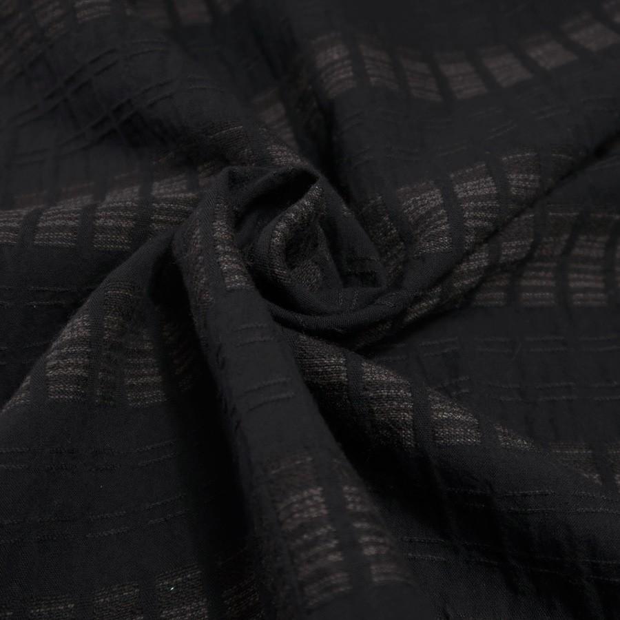 コットンウールドビー生地 ふんわりボーダーステッチ(チャコール) 10cm単位 切り売り |  | 03