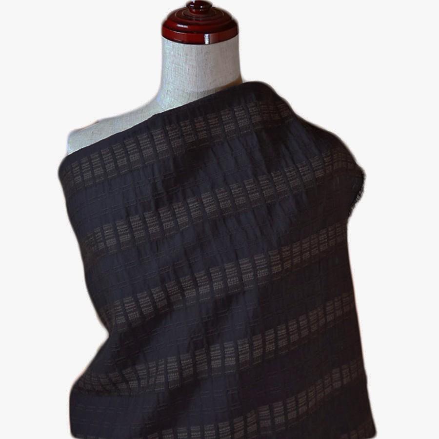 コットンウールドビー生地 ふんわりボーダーステッチ(チャコール) 10cm単位 切り売り |  | 04