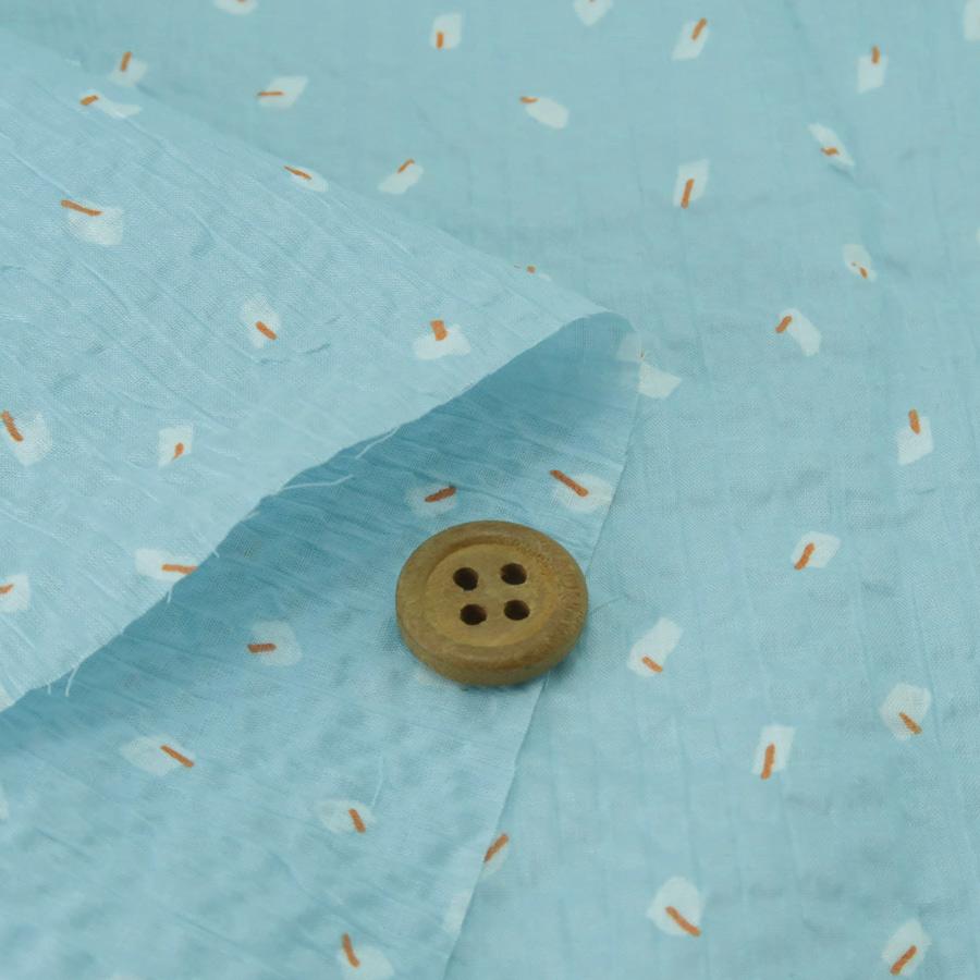コットン生地 ふんわりウェーブ おしゃれなあられ模様(水色) 10cm単位 切り売り |  | 01