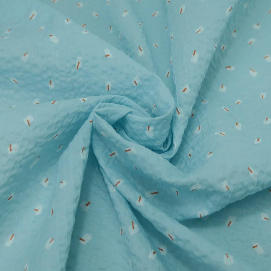 コットン生地 ふんわりウェーブ おしゃれなあられ模様(水色) 10cm単位 切り売り |  | 04