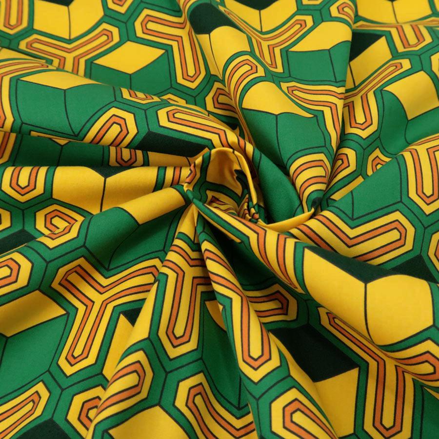 コットン生地 変わり毘沙門亀甲模様(緑/黄色) 10cm単位 切り売り |  | 04