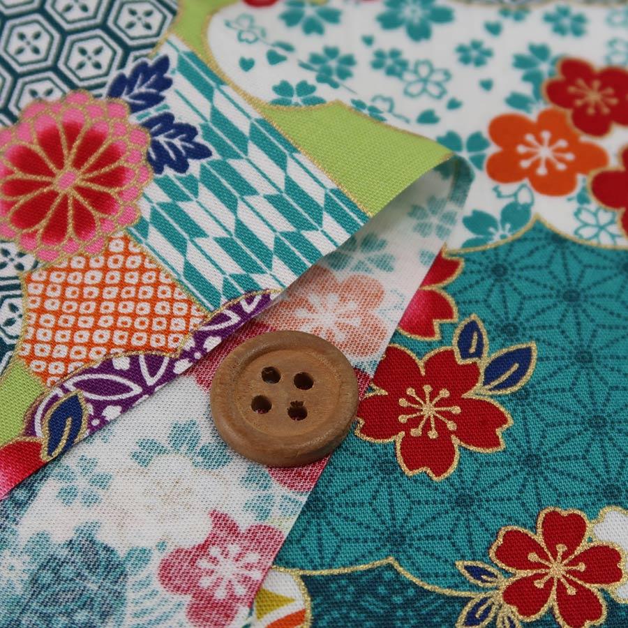 和柄コットン生地 花と雲取り和文様 青緑 10cm単位 切り売り 0704 布がたり ヤフー店 通販 Yahoo ショッピング