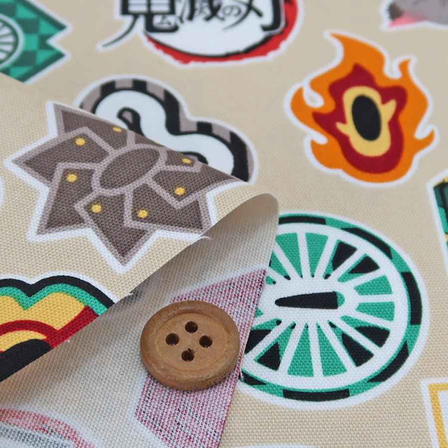 鬼滅の刃モチーフ勢ぞろい コットンオックス生地(ライトベージュ) 10cm単位 切り売り |  | 01