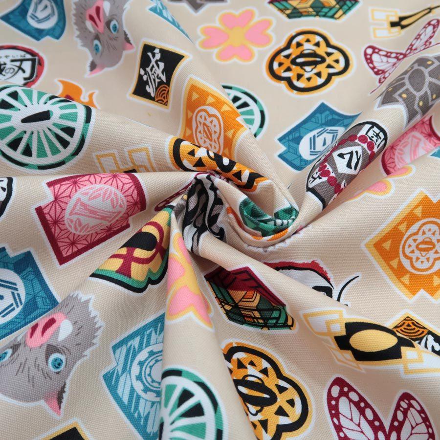 鬼滅の刃モチーフ勢ぞろい コットンオックス生地(ライトベージュ) 10cm単位 切り売り |  | 04