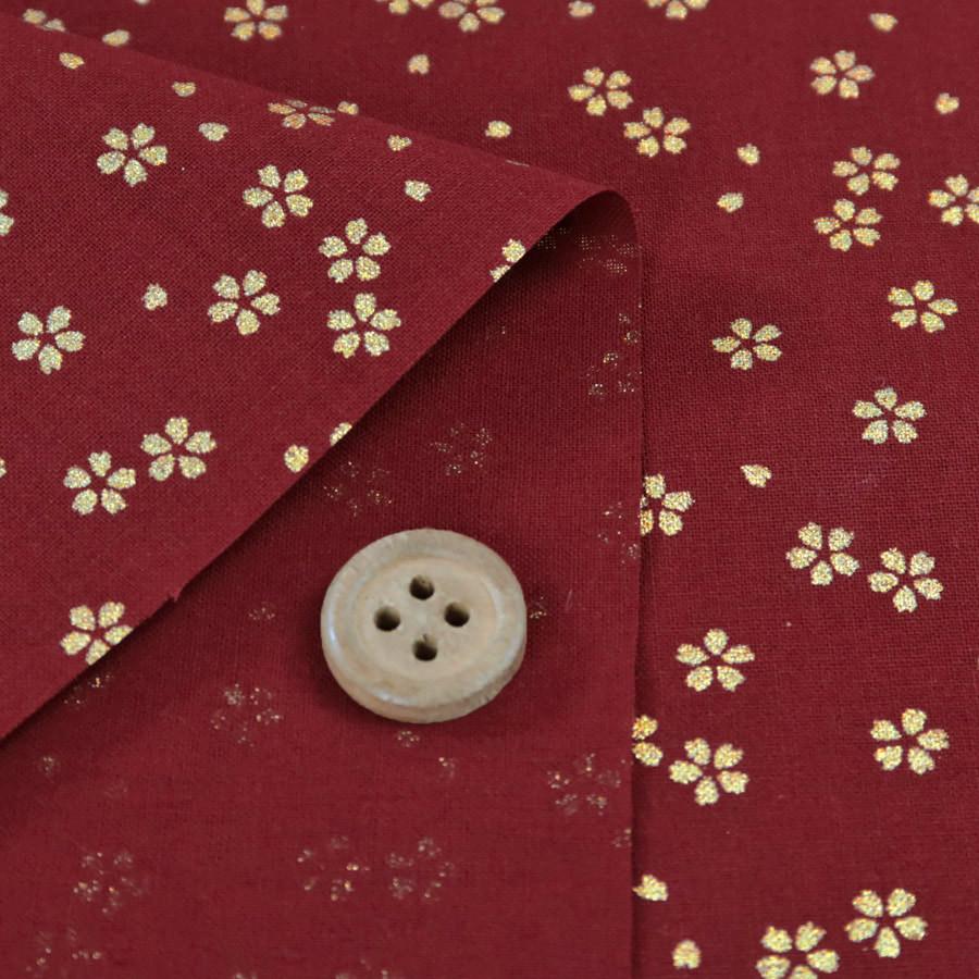 和柄コットン生地 金の小桜(えんじ色) 10cm単位 切り売り |  | 01