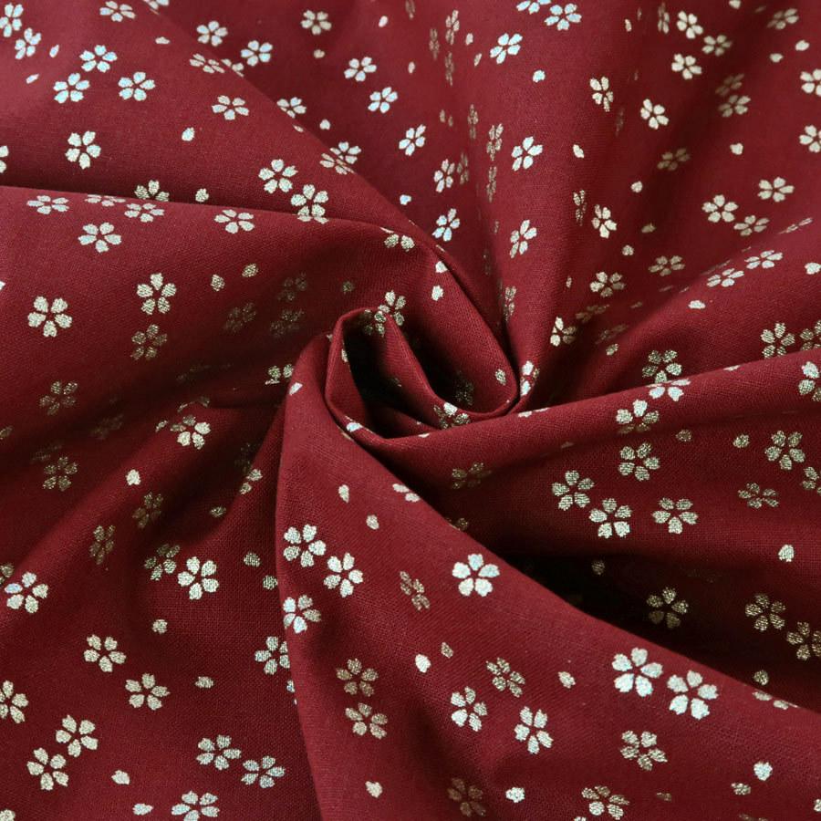 和柄コットン生地 金の小桜(えんじ色) 10cm単位 切り売り |  | 04