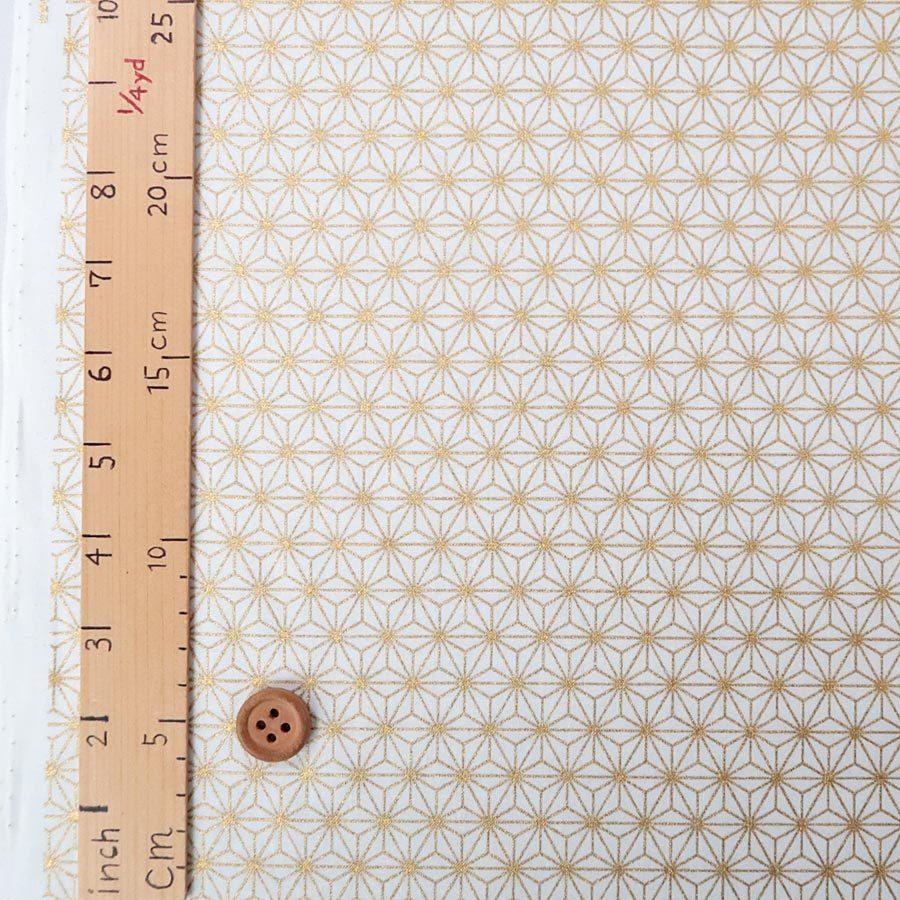 和柄コットン生地 金の麻の葉(白) 10cm単位 切り売り |  | 02