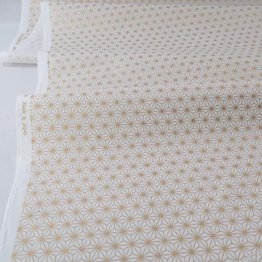 和柄コットン生地 金の麻の葉(白) 10cm単位 切り売り |  | 03
