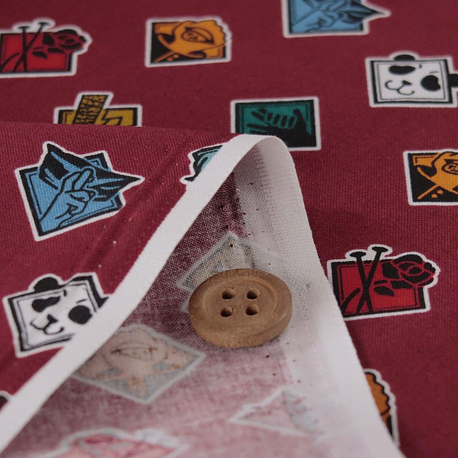 呪術廻戦 コットン生地 アイコン柄(えんじ) 10cm単位 切り売り |  | 01