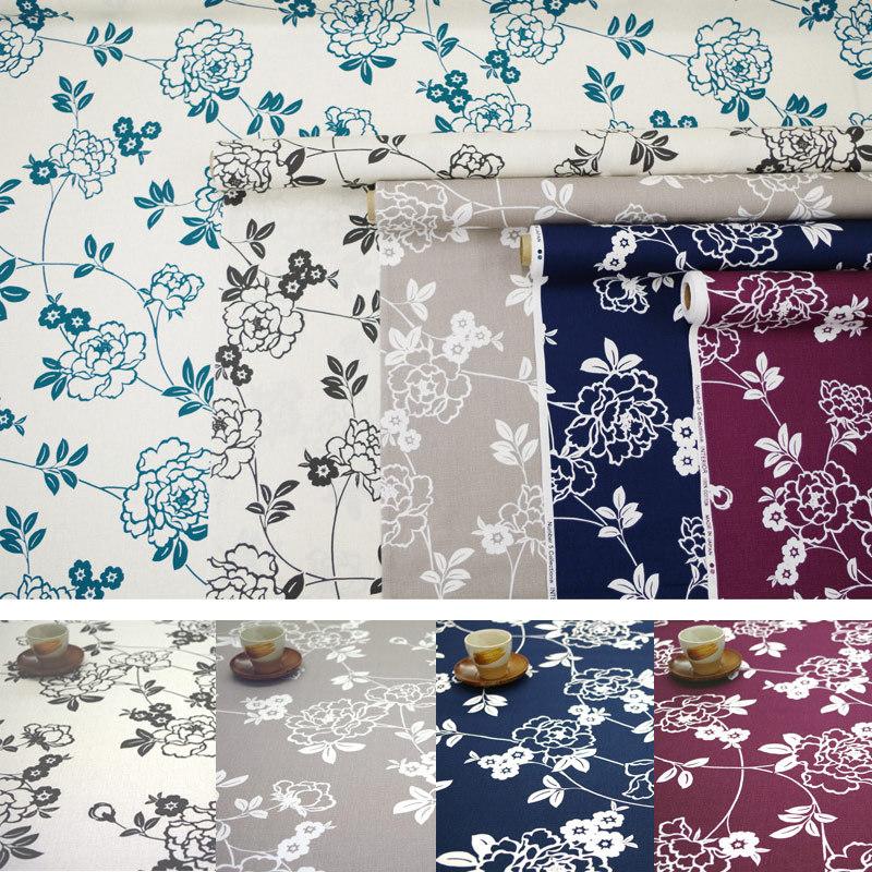 和柄コットン生地 モダン牡丹 150cm幅(青緑柄) 10cm単位 切り売り |  | 09