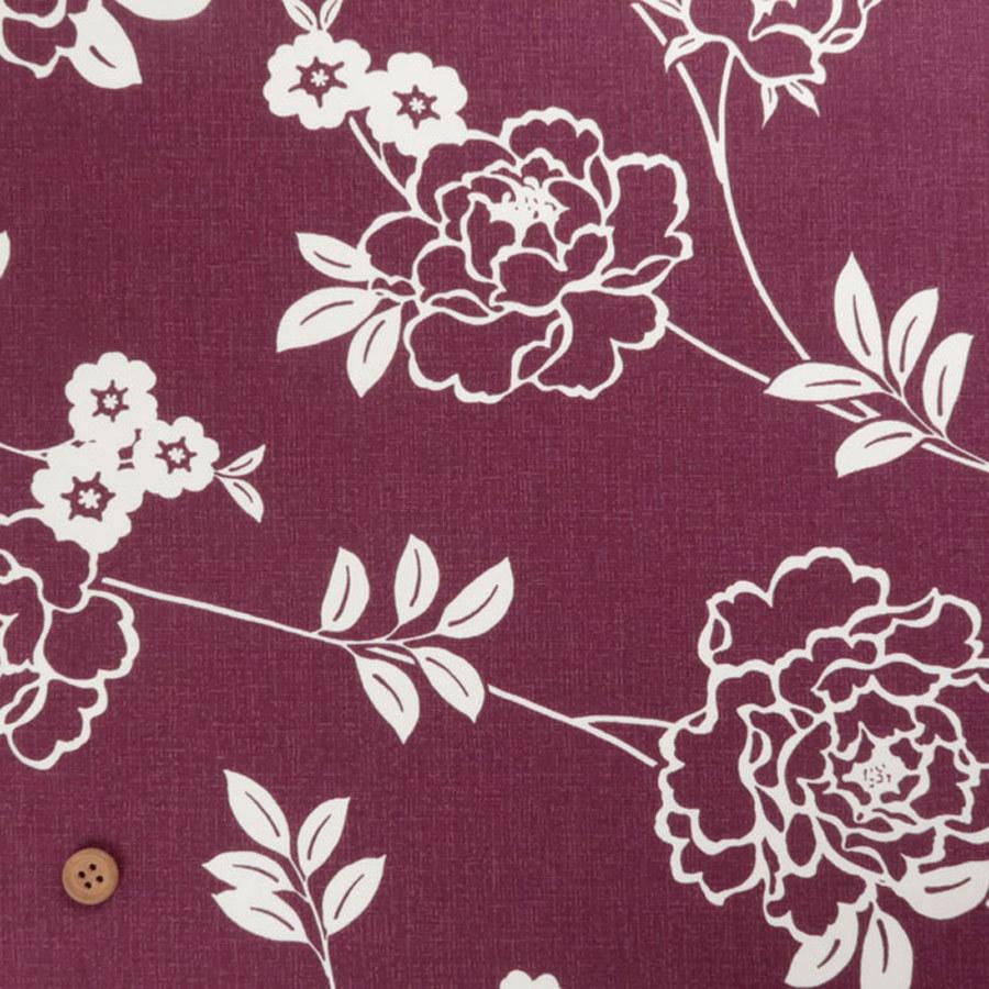 和柄コットン生地 モダン牡丹 150cm幅(赤紫) 10cm単位 切り売り | 