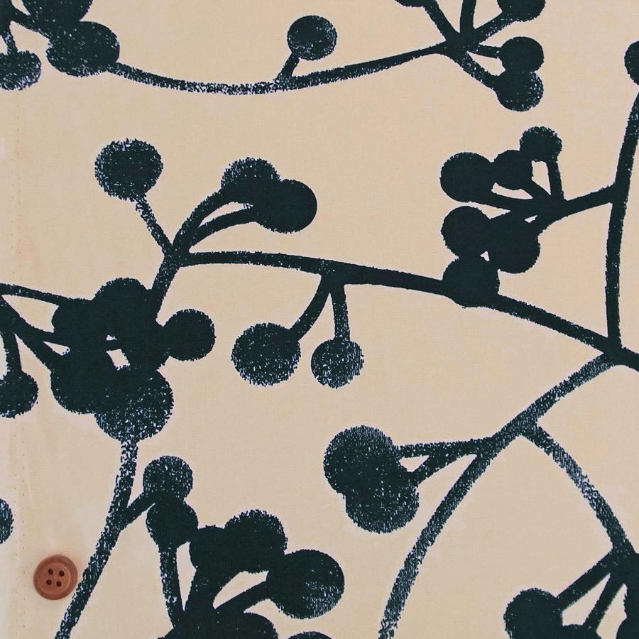 コットン生地 北欧風シンプル植物柄 150cm幅(アイボリーブルー) 10cm単位 切り売り | 