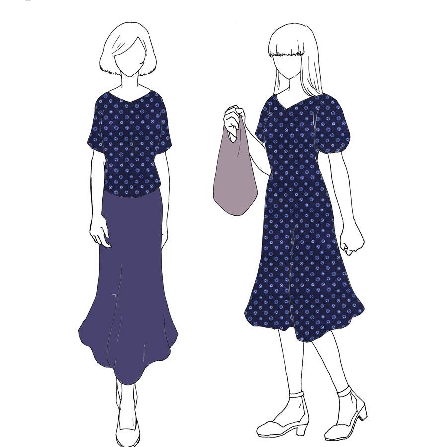 和柄コットン生地 丸しぼりの菊花柄(藍色) 10cm単位 切り売り |  | 06