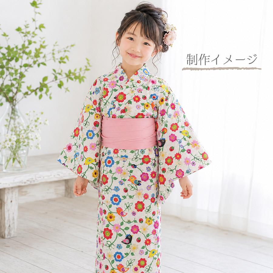 コットン生地 かぎ編み風の花と小鳥といちご 10cm単位 切り売り |  | 09