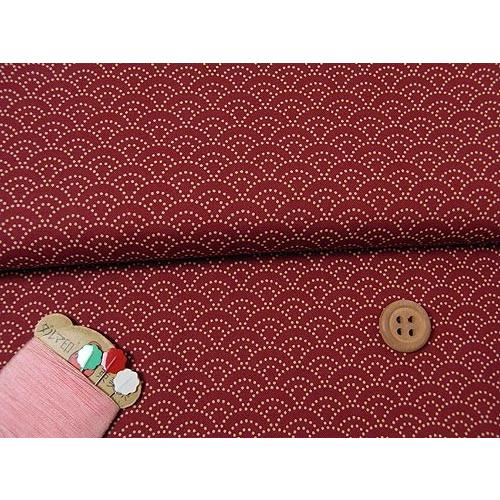 和柄コットン生地・青海波(えんじ) 10cm単位 切り売り | 