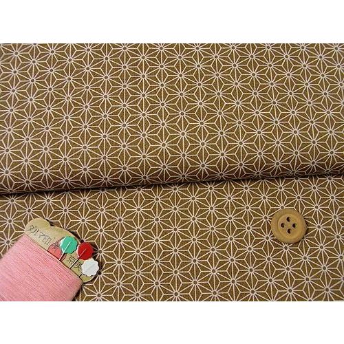 和柄コットン生地・麻の葉(ベージュ) 10cm単位 切り売り | 
