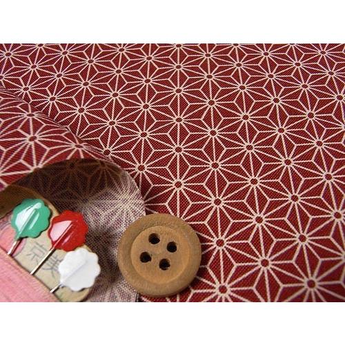 和柄コットン生地・麻の葉(えんじ) 10cm単位 切り売り |  | 01