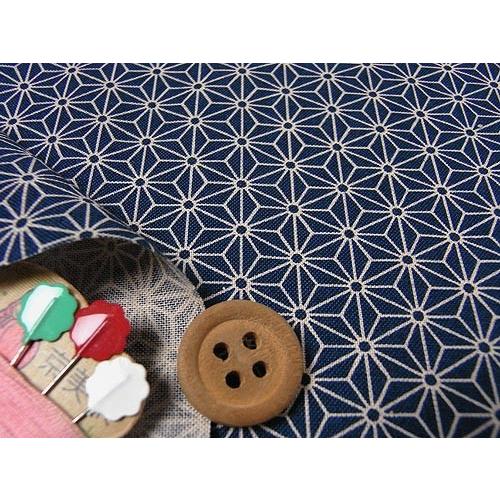 和柄コットン生地・麻の葉(紺) 10cm単位 切り売り |  | 01